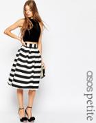 Asos Petite Midi Prom Skirt In Stripe - Mono