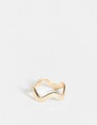 Asos Design Ring In Wave Design In Gold Tone
