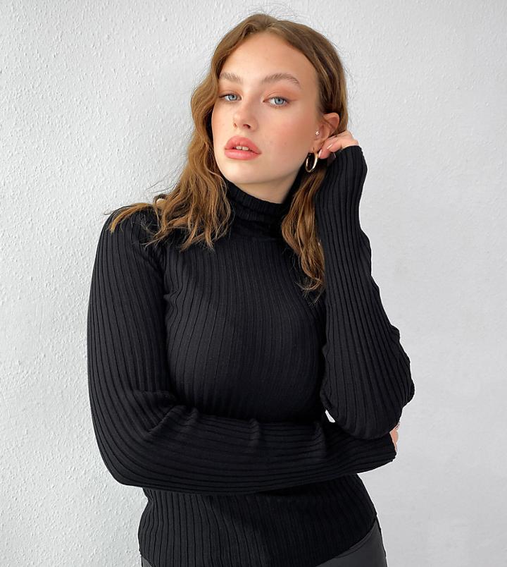 Threadbare Tall Harriet Roll Neck Sweater-black