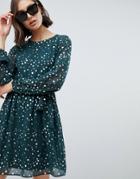 Vero Moda Spot Skater Dress - Green