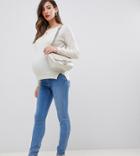 Asos Design Maternity Ridley High Waisted Skinny Jeans In Lavender Blue Wash With Over The Bump Waistband