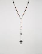 Icon Brand Cross & Bead Necklace - Black