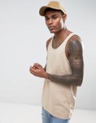 Asos Tank In Skater Fit In Beige - Beige