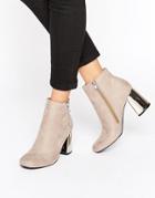 New Look Suedette Metal Heeled Ankle Boot - Gray