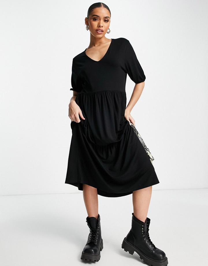Na-kd Wavy Midi Dress In Black