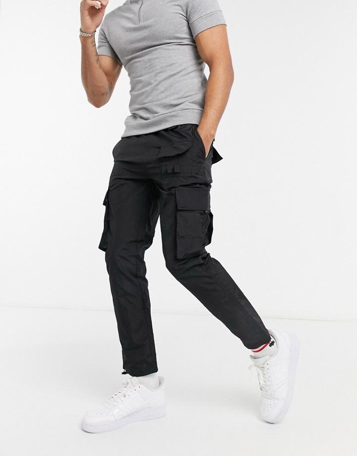 Topman Techy Cargo Pants In Black