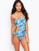 Motel Bee Sting Swimsuit In Palm Print - Palm Glitch