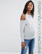Missguided Maternity Cold Shoulder Long Sleeve Sweatshirt - Gray
