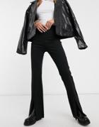 & Other Stories Viscose Split Front Jersey Kick Flare Pants In Black - Black - Black