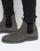 Asos Chelsea Boots With Thick Sole In Gray Suede - Gray