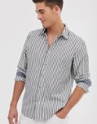 Esprit Slim Fit Shirt With Vertical Stripe In Gray-black