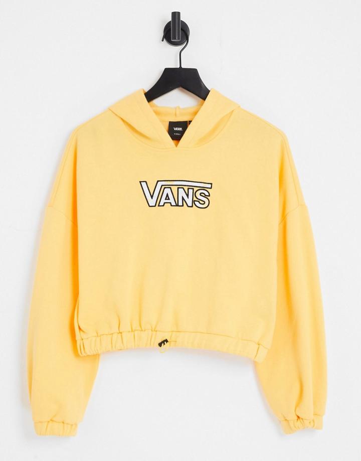 Vans Oversized Cropped Hoodie With Small Chest Logo In Yellow