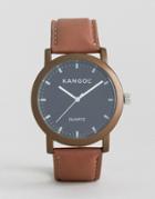 Kangol Tan Watch With Round Black Dial - Brown