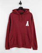 Asos Actual Oversized Hoodie In Burgundy With Varisty Logo Print-red