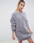 Asos Design Borg Sweater Dress - Gray