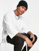 Asos Design Oversized Heavyweight T-shirt With Dropped Hem In White