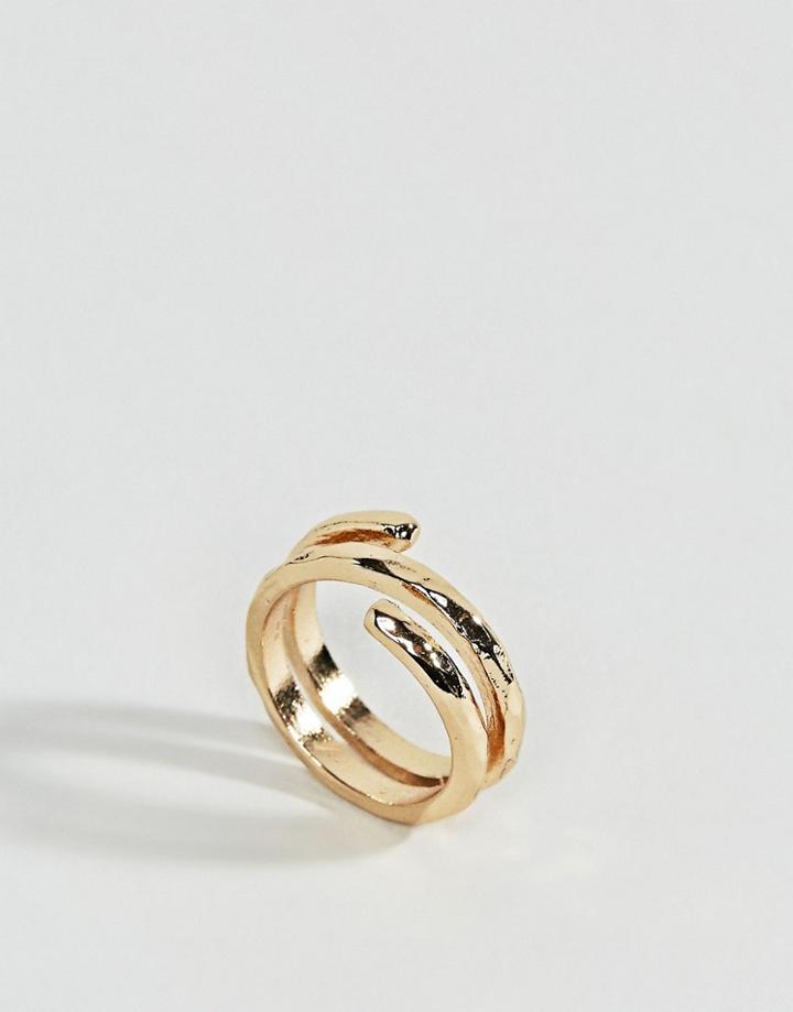 Asos Hammered Wrap Pinky Ring - Gold