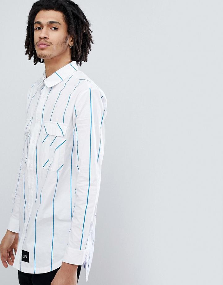 Sixth June Oversized Shirt With Blue Stripes - Blue