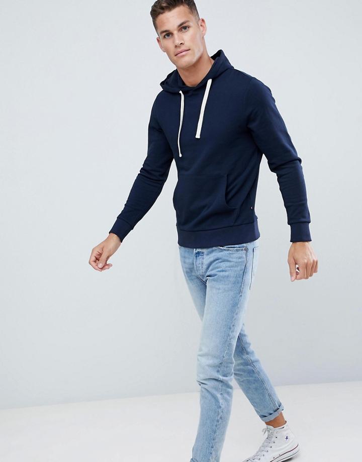 Jack & Jones Essentials Hooded Overhead Sweat In Navy