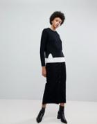 Dr Denim Venla Step Hem Button Front Maxi Skirt - Black