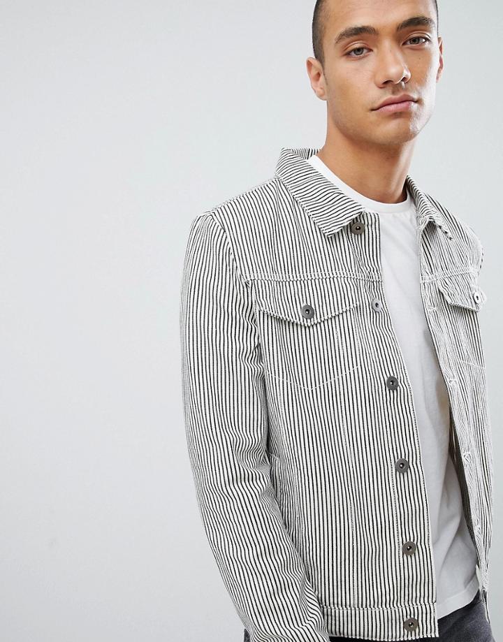 Another Influence Stripe Denim Jacket - Black