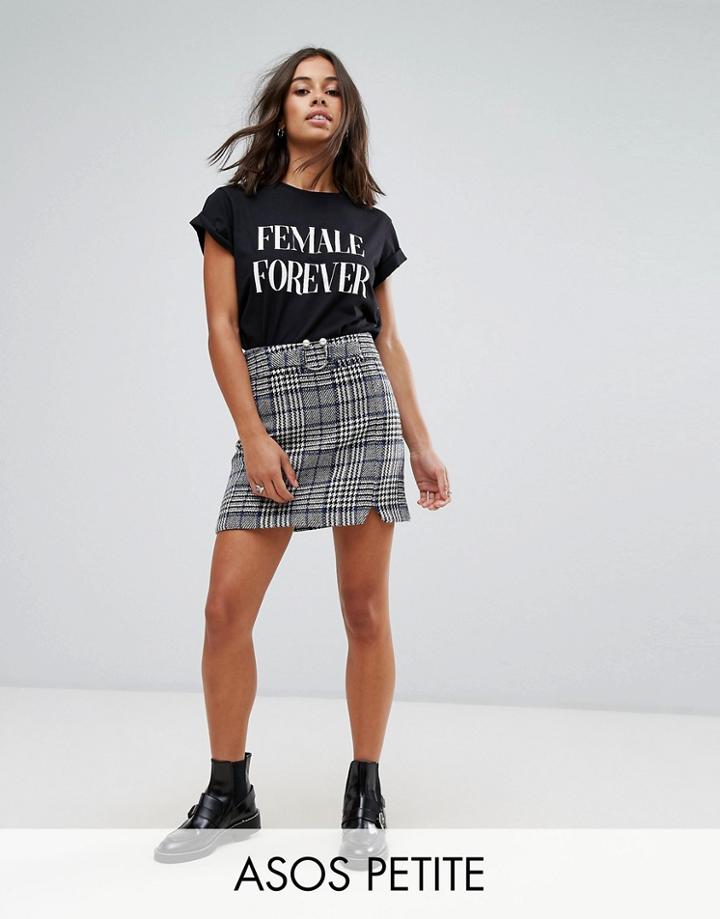 Asos Petite Check Mini Skirt With Pearl Trim - Multi