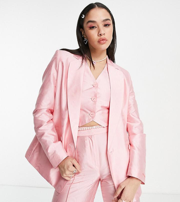 Collusion Single Breasted Blazer In Pink - Part Of A Set