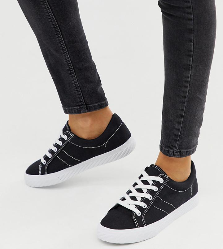Asos Design Decency Lace Up Sneakers In Black - Black