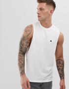 Asos Design Organic Relaxed Sleeveless T-shirt With Dropped Armhole And Triangle Logo In White - White
