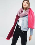 Asos Supersoft Long Woven Scarf In Color Block - Pink