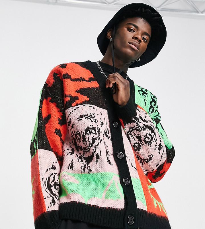 Collusion Mixed Jacquard Cardigan-multi