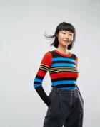 Asos Sweater In Rib With Stripes - Multi