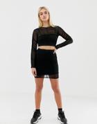 Collusion Ruched Mesh Skirt - Black