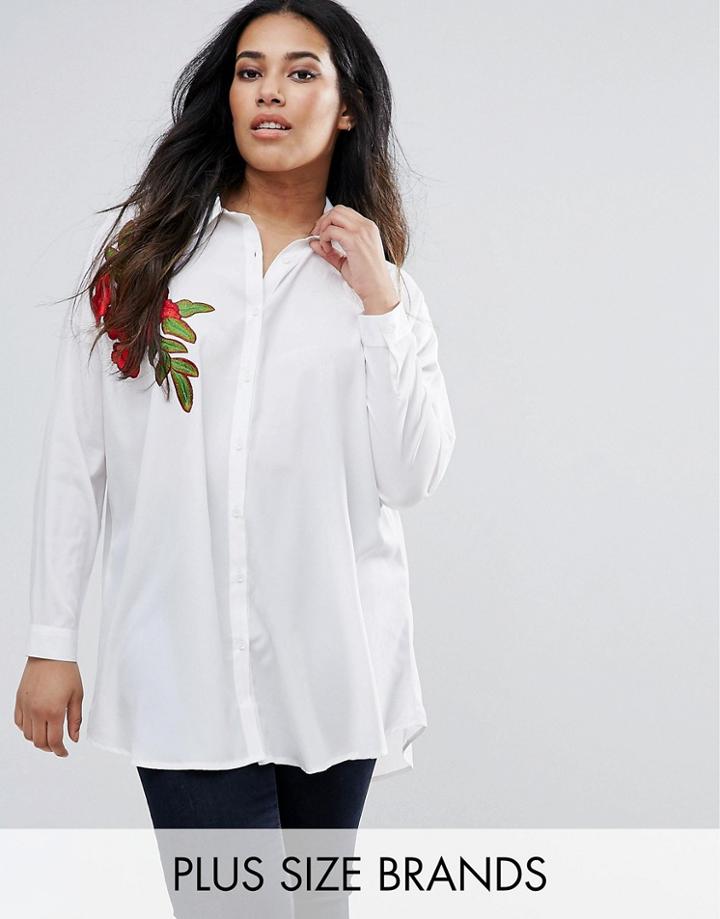 Ax Paris Plus Shirt With Embroidery - White