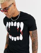 Asos Design Halloween T-shirt With Scary Teeth Print