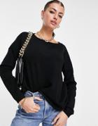 Only Brenda Long Sleeve Pullover Knit In Black