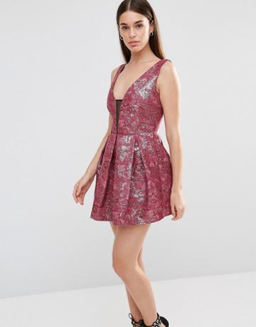 Lashes Of London Tilly Jacquard Prom Dress - Red