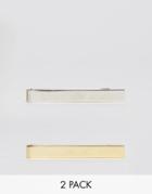 Asos 2 Pack Tie Bars In Gold And Silver - Multi