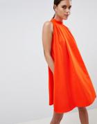 Y.a.s High Neck Sleeveless Swing Dress - Orange