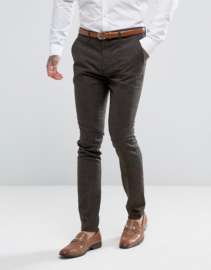Rudie Wool Super Skinny Suit Pants - Brown