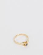 Asos Design Ring In Vintage Style Design With Crystal In Gold - Gold
