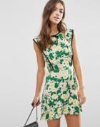 Asos Floral Skater Dress With Contrast Tipping - Multi