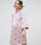 Asos Design Maternity All Over Embellished Shift Mini Dress - Pink