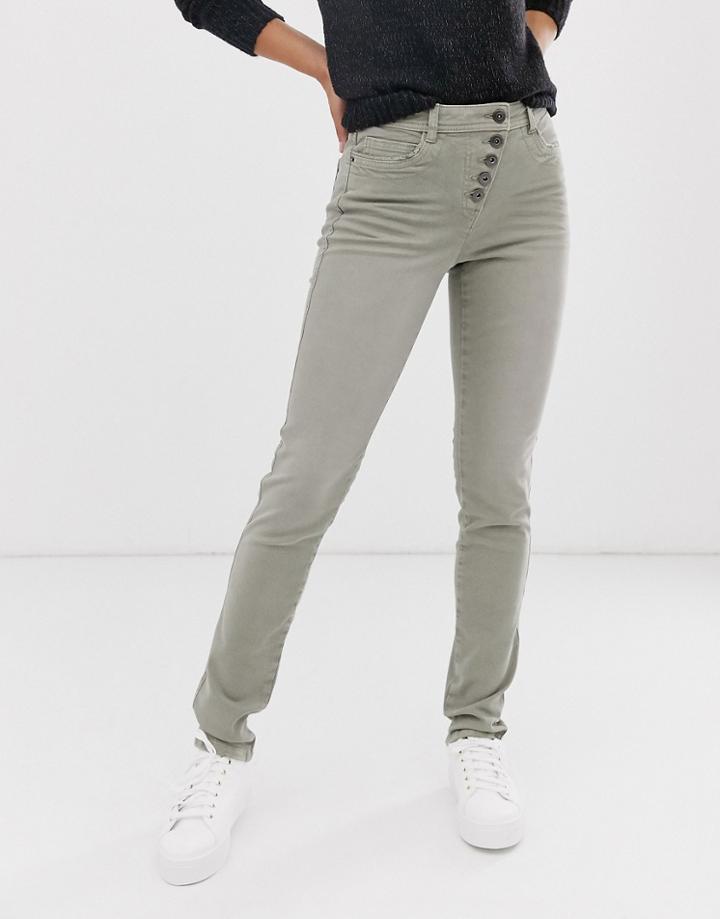 Esprit Exposed 5 Button Skinny Jean In Khaki