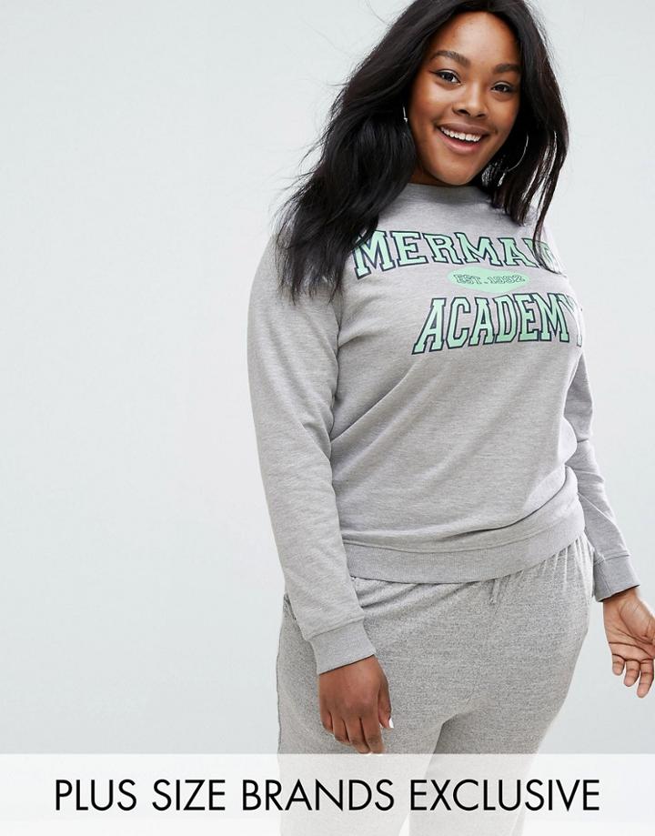 Daisy Street Plus Mermaid Academy Sweatshirt - Gray