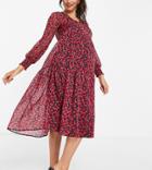 New Look Maternity Tiered Smock Dress In Floral-multi