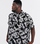 Jacamo Short Sleeve Floral Palm Print Shirt In Black