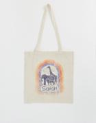 Vintage Supply Tote Bag In Cream With Safari Print-white