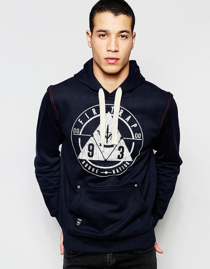 Firetrap Over Head Hooded Sweater - Navy