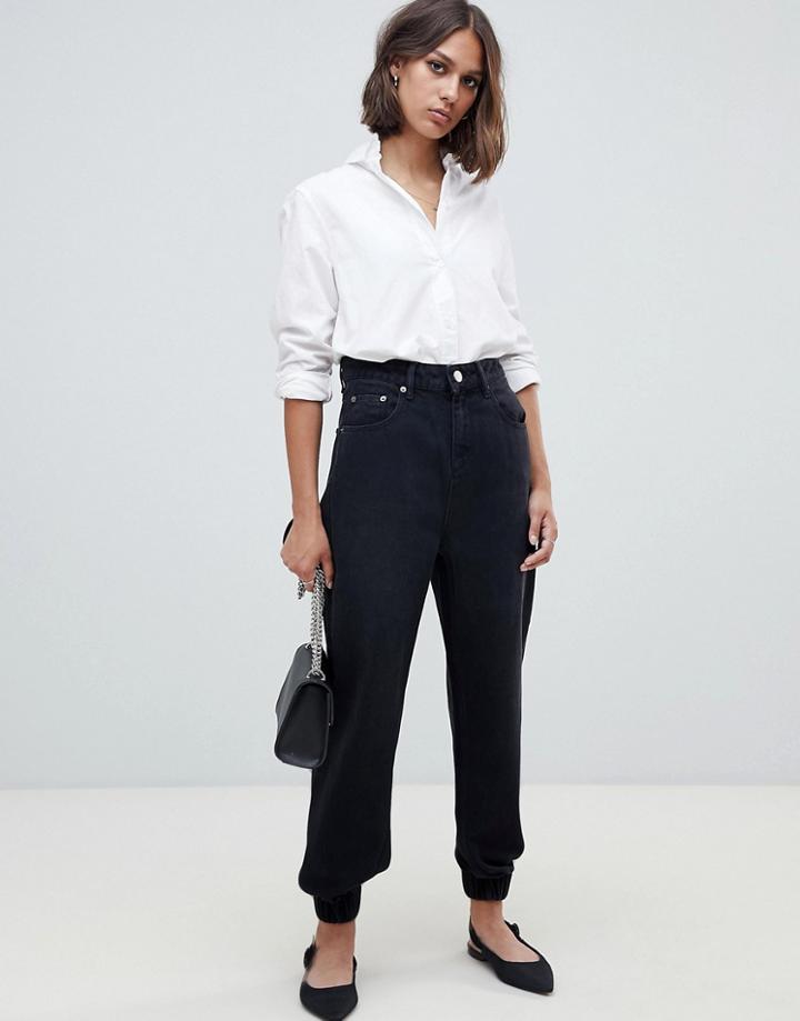 Asos Design Denim Track Pant In Washed Black